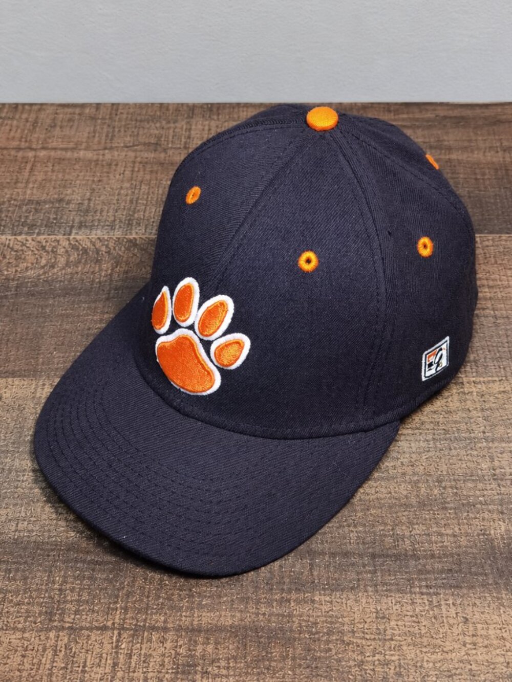 Vtg The Game Pro Clemson Tigers Hat A-Flex Stretch Fit Cap Black Orange Paw Logo